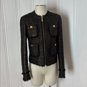 ✨ MICHAEL KORS Gold Tweed Jacket – Size 2 ✨